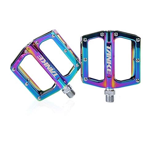 Mountain Bike Pedal : 1 Pair Bike Pedals Aluminum Alloy Cycling Pedals Lightweight Sealed Bearing Flat Pedals W / Anti-Skid Pins for Road Mountain Bike (Colorful)