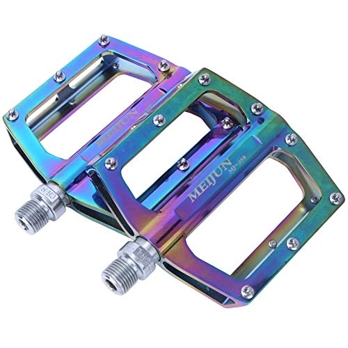 Mountain Bike Pedal : 1 Pair Colorful Bike Pedals，Aluminum Alloy MJ-058 Bicycle Pedals， Road Mountain Bike Wide Pedals