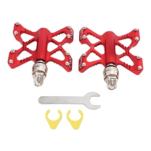 Mountain Bike Pedal : 1 Pair Mountain Bike Pedals, Bicycle Quick Release Pedals Aluminum Alloy Bike Bearing Pedals for Road Mountain Folding Bikes(red (boxed))