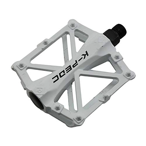 Mountain Bike Pedal : 1 Pair Mountain Bike Pedals, Non-Slip Bicycle Platform Pedals Aluminum Alloy Lightweight Road Bike Pedals for BMX MTB (White)