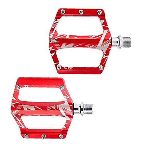 Mountain Bike Pedal : 1 Pair of Aluminum Alloy Pedals for Mountain Bikes, Bicycle Pedals, Lightweight Bearing Flat Pedals, Non-slip, Suitable for Road Bikes Red