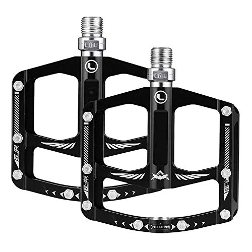 Mountain Bike Pedal : 1 Pair Ultra-light Bicycle Pedals CNC Aluminum Alloy Bearing Non-slip MTB Mountain Bike Widen Foot Pedal Bicycle Accessories black