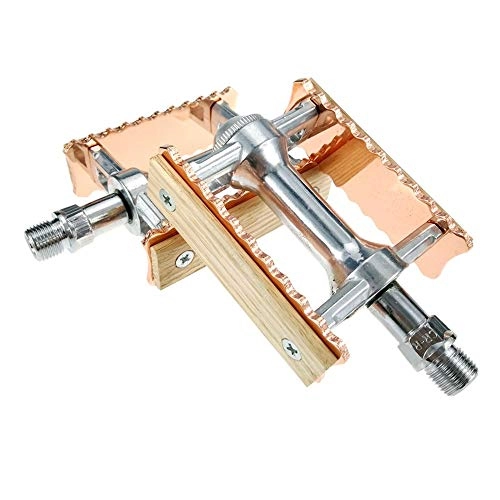 Mountain Bike Pedal : 1Pair Bike Pedals, Retro Fixie Bycicle Pedals Vintage Bearing Pedals Aluminum Alloy Folding Palin Pedals Footboard Classical Bicycle Stepping(Rose gold)