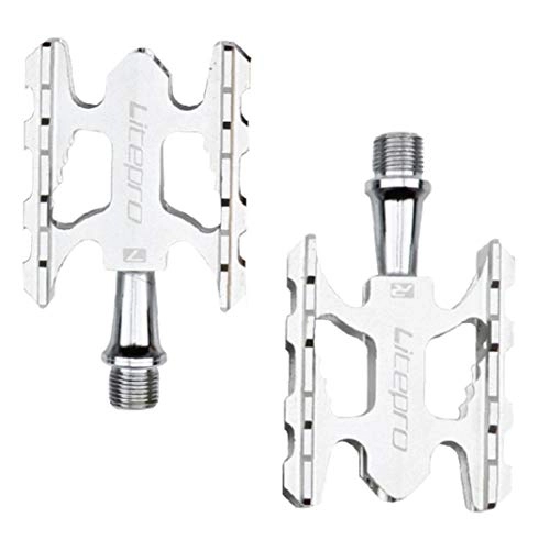 Mountain Bike Pedal : 1PC Foldable Mountain Bike Pedal Platform Flat Bicycle Pedal Cycling Lightweight Aluminum Alloy Pedal (Silver) Convenient Cycling Accessories