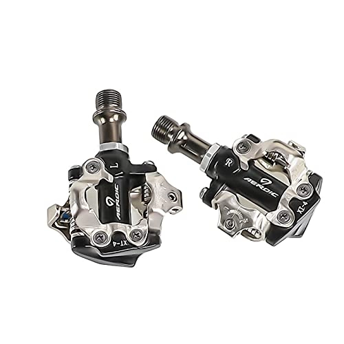 Mountain Bike Pedal : 1set Mountain Bike Clipless Pedals Aluminum Alloy Compatible With Shimano SPD Cleats(Included) (Color : Black)