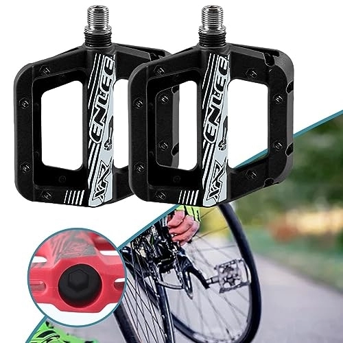 Mountain Bike Pedal : 2 Pack Mountain Bike Pedals, Nylon Flat Bicycle Pedals, Anti-Slip Wide Cycling Pedals for Road Bike MTB(Black)
