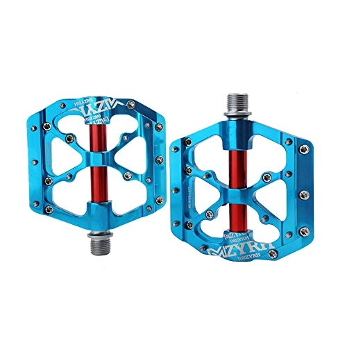 Mountain Bike Pedal : 2PCS Aluminum Alloy Platform Mountain Bike Pedals Cycling Sealed Bearings Light Weight Bicycle Pedals Blue