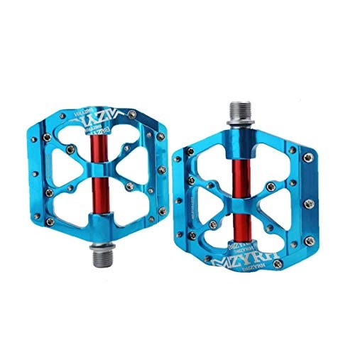 Mountain Bike Pedal : 2PCS Aluminum Alloy Platform Mountain Bike Pedals Cycling Sealed Bearings Light Weight Bicycle Pedals Blue
