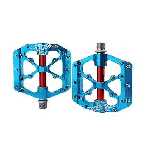 Mountain Bike Pedal : 2PCS Aluminum Alloy Platform Mountain Bike Pedals Cycling Sealed Bearings Light Weight Bicycle Pedals Blue Bicycle Tools