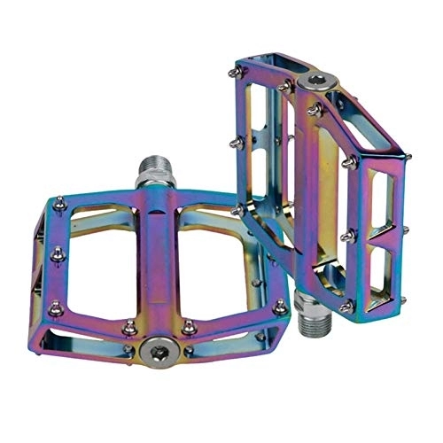 Mountain Bike Pedal : 2pcs Anti-slip MTB Mountain Bike Flat Pedal Aluminum Alloy Bicycle Sealed Bearing Colorful Hollowed Pedals Cycling Riding Parts