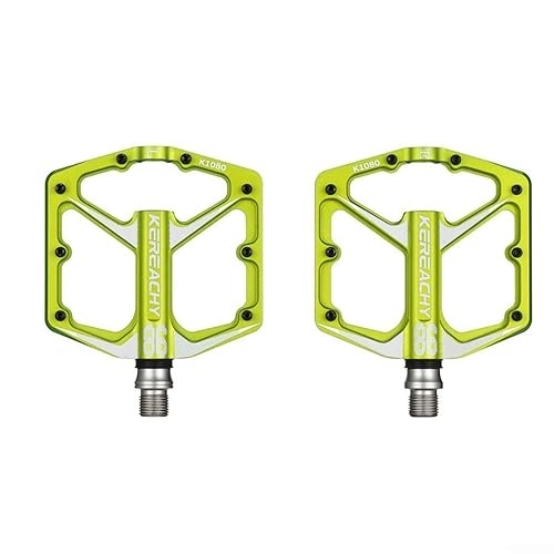 Mountain Bike Pedal : 2PCS Bicycle Pedals - Aluminum Alloy, Wide Tread Design, Seal Bearings, Anti-Slip Studs, 383g For Mountain Bike Mtb Road Bicycle green