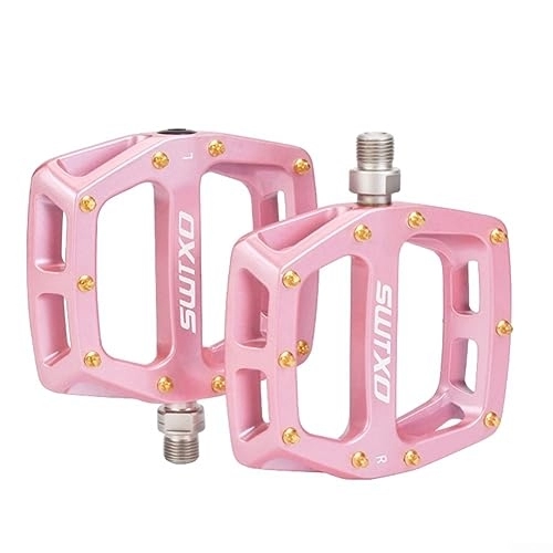 Mountain Bike Pedal : 2Pcs High-strength Aluminum Alloy Pedals For Mountain Bikes For Bicycle Palin Bearing DH Off-road Bicycle Pedal 14Mm Pink