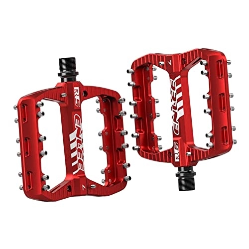 Mountain Bike Pedal : 2x Mountain Bike Pedals with Anti Skid Nails Aluminum Alloy DU Bearings Bicycle Pedals Lightweight Platform Pedals Cycling Parts, Red