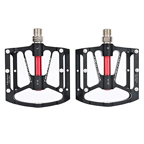 Mountain Bike Pedal : 3 Bearing Road Bike Pedals Ultralight Aluminum Alloy Rainbow Mountain Bike Pedal Flat Folding Bicycle Pedals Accessories (Color : Black)