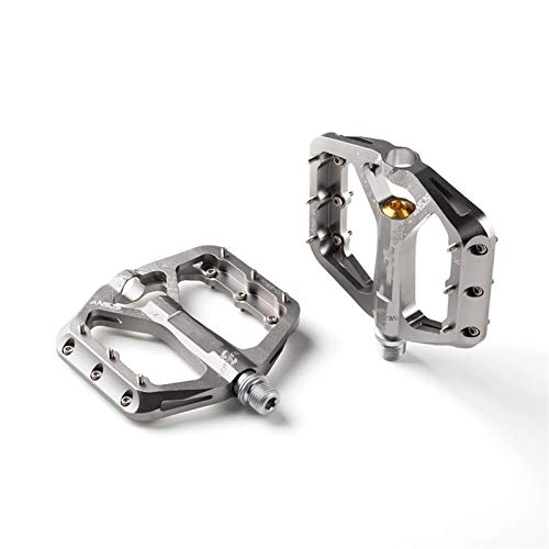Mountain Bike Pedal : 3 Bearings Mountain Bike Pedals Platform Bicycle Flat Alloy Pedals Pedals Non-Slip Alloy Flat Pedals (Color : Titanium)