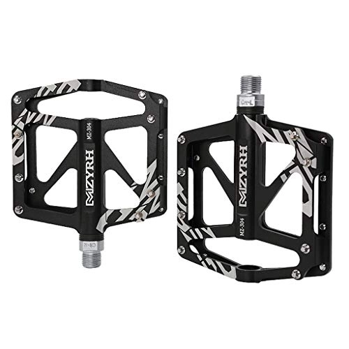 Mountain Bike Pedal : 3 Bearings Mountain Bike Pedals Platform Bicycle Flat Alloy Pedals Universal Pedal For Mountain Bike, Cycling Equipment Lightweight Aluminum Alloy Accessories (Color : Black)