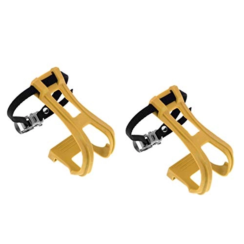 Mountain Bike Pedal : 5 Colors Ultra Light Bike Pedal Strapless Foot Toe Clip Clamp with Straps Black for Mountain Road Bicycles (Color : Red) Pedals Bike (Color : Yellow)