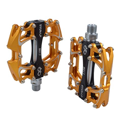 Mountain Bike Pedal : 8HAOWENJU Bicycle Pedals Aluminum Alloy Pedals 2 / Package Comfortable Three Colors To Choose From (Color : Gold)