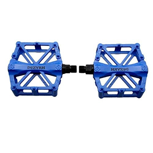 Mountain Bike Pedal : 8HAOWENJU Bicycle Pedals Universal Mountain Bike Pedal Platform Bicycle Super-seal Bearing Aluminum Alloy Flat Pedal 9 / 16" (1 Pair Of Shoulder Straps) (Color : Blue)