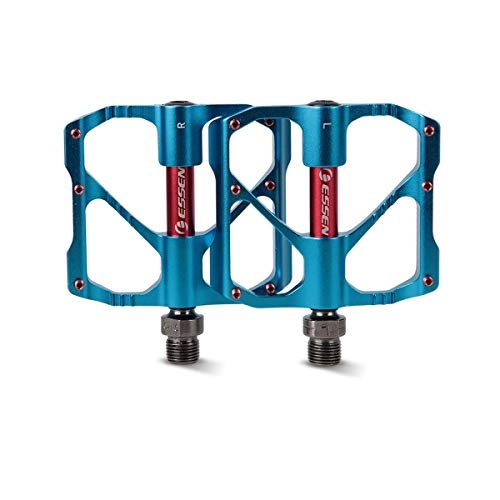 Mountain Bike Pedal : 8HAOWENJU Bike Pedals - Aluminum CNC Bearing Mountain Bike Pedals - Road Bike Pedals With 12 Anti-skid Pins - Lightweight Bicycle Platform Pedals - Universal 9 / 16" Pedals (Color : Blue)