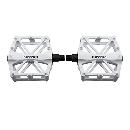 Mountain Bike Pedal : 8haowenju Bike Pedals, Universal Mountain Bicycle Pedals Platform Cycling Ultra Sealed Bearing Aluminum Alloy Flat Pedals 9 / 16"(1 pair of straps) (Color : White)