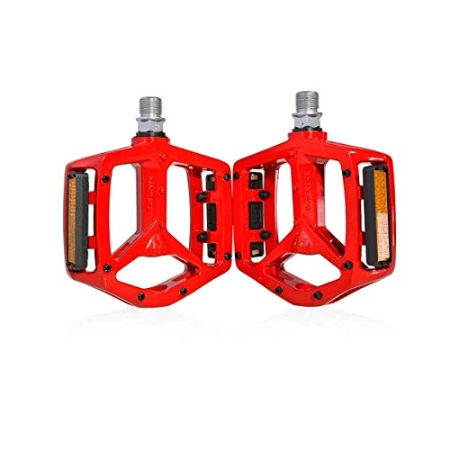 Mountain Bike Pedal : 8HAOWENJU Bike Pedals, Universal Mountain Bicycle Pedals Platform Cycling Ultra Sealed Bearing Aluminum Alloy Flat Pedals 9 / 16"- Magnesium Alloy (Color : Red)