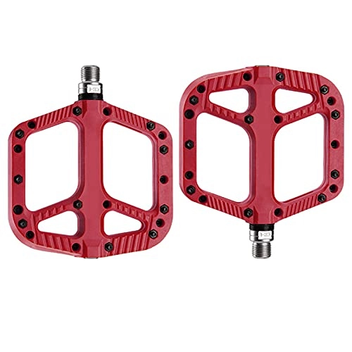 Mountain Bike Pedal : A Pair of Standard 9 / 16 Inch Threaded Biped Bicycle Pedals With Anti-skid Plates, Mountain Bike Pedals, Suitable for Mountain Bikes / road Bikes red-M