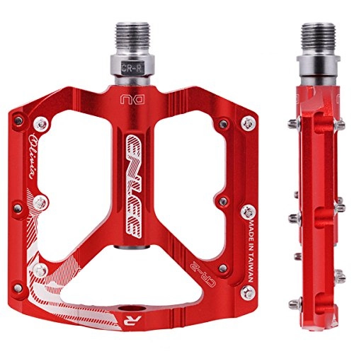 Mountain Bike Pedal : Acekit Bike Pedals Lightweight Aluminium Alloy with 9 / 16 Sealed DU Bearings Cr-Mo Spindle for Mountain Bike BMX Road Bike-Red