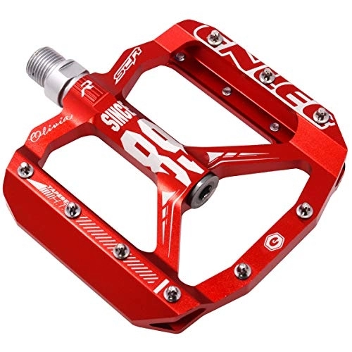 Mountain Bike Pedal : Acekit Enlee Lightweight Mountain Bike Pedals Aluminium Alloy Pedals CNC Machined 9 / 16 Cycling Sealed 3 Bearing Pedals (Red)