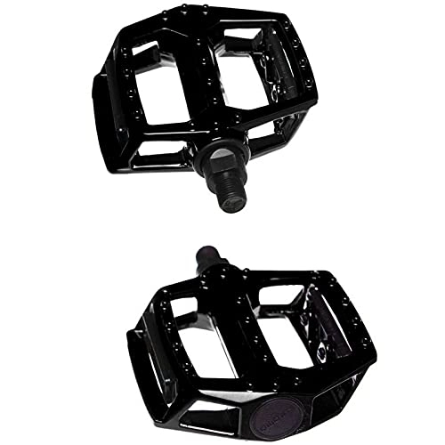 Mountain Bike Pedal : ADHW BICYCLE MOUNTAIN MTB BMX BIKE CYCLING BEARING ALLOY FLAT-PLATFROM PEDALS 9 / 16 (Color : Black)