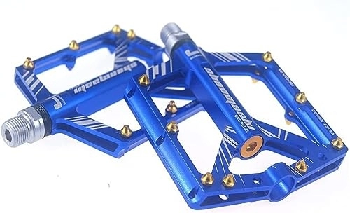 Mountain Bike Pedal : Advanced 4 Bearings Mountain Bike Pedals, Bicycle Flat Alloy Pedals, Non-Slip Bike Pedals, 9 / 16'' Sealed Bearing.for BMX MTB CNC Bicycle Road Bike(6 Colors) (Blue)