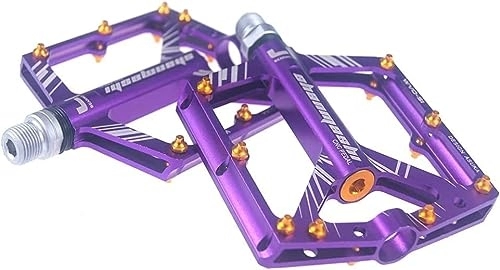 Mountain Bike Pedal : Advanced 4 Bearings Mountain Bike Pedals, Bicycle Flat Alloy Pedals, Non-Slip Bike Pedals, 9 / 16'' Sealed Bearing.for BMX MTB CNC Bicycle Road Bike(6 Colors) (Purple)