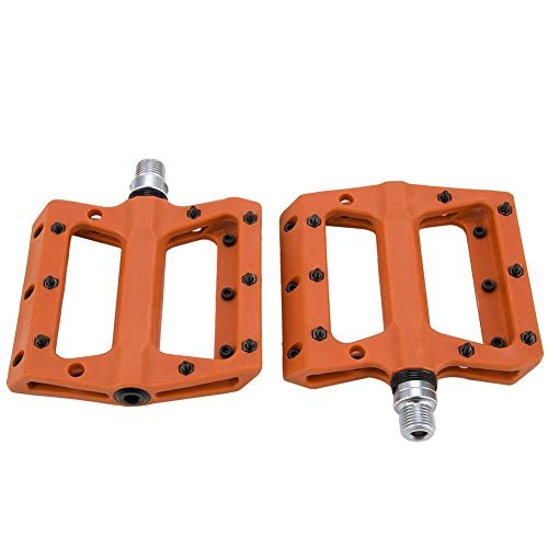 Mountain Bike Pedal : Aigend Bike Pedals - 1 Pair Durable Nylon Non-Slip Pedals Lightweight Pedals Replacement for Mountain Bike Road Bicycle (Orange)