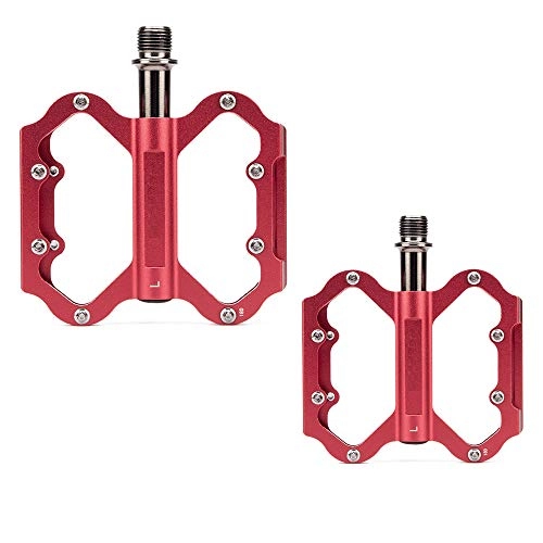 Mountain Bike Pedal : AIHOUSE Bicycle Pedals Aluminum Alloy 3 Bearing Bicycle Pedal with Steel Non-Slip Nails Suitable for Road Mountain Bikes, Red