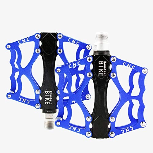 Mountain Bike Pedal : AIHOUSE Bike Pedals Aluminum Alloy Non-Slip High Strength Bearing Bike Accessories Suitable for Road Mountain Bike, Blue