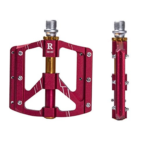 Mountain Bike Pedal : AIHOUSE Bike Pedals Aluminum Alloy Platform Pedals Anti-Slip Sealed Bearings Bike Accessories Suitable for Road Mountain Bike, Red