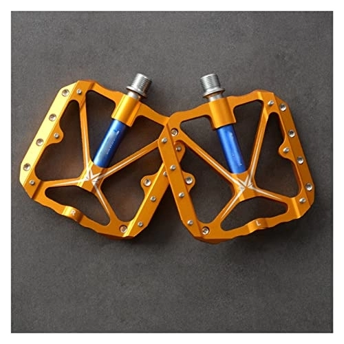 Mountain Bike Pedal : AIRAXE 3 Sealed Bearings Bicycle Pedals Flat Bike Pedals MTB Road Mountain Bike Pedals Wide Platform Accessories Part (Color : Gold-Blue)