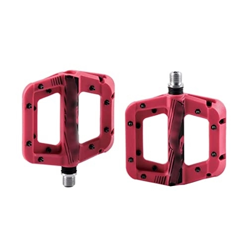 Mountain Bike Pedal : AIRAXE Anti-vibration Mountain Bike Pedal Anti-skid Lightweight Nylon Fiber Bicycle Pedal Board High-strength Anti-skid Bicycle Pedal (Color : Red)