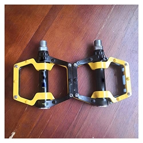 Mountain Bike Pedal : AIRAXE Bearing Pedals Magnesium Aluminum Alloy Mountain Bike MTB Bicycle Pedal Road Bike Pedals (Color : 528 Yellow)
