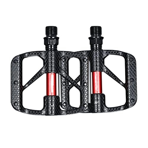 Mountain Bike Pedal : AIRAXE CNC Mountain Bike Pedals Bicycle BMX / Mountainbike Bike Pedal 9 / 16 Universal With Night Light Reflective Plate Parts Accessories (Color : Black)