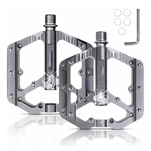 Mountain Bike Pedal : AIRAXE Mountain Bike Pedals 9 / 16" Lightweight Bicycle Parts Flat Alloy Non-Slip Outdoor Cycling MTB 3 Sealed Bearings Ultralight Pedal (Color : Silver)