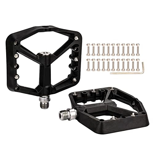 Mountain Bike Pedal : Airber 9 / 16 inch Bicycle Platform Pedals, Nylon Fiber Bearing Pedals, Lightweight Bike Pedal Set with 10 Anti-Skid Pins for Mountain Bicycle