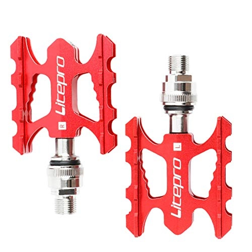 Mountain Bike Pedal : Alician Bicycle Quick Release Pedal Aluminum Alloy Bearing Pedal Brompton Folding Bike Mountain Bike Road Bicycle Pedals Red boxed