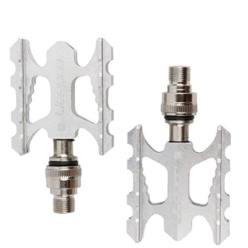 Mountain Bike Pedal : Alician Bicycle Quick Release Pedal Aluminum Alloy Bearing Pedal Brompton Folding Bike Mountain Bike Road Bicycle Pedals Silver boxed