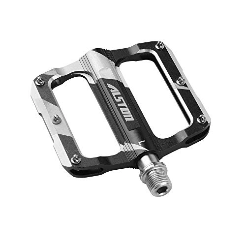 Mountain Bike Pedal : Alston 3 Bearings Mountain Bike Pedals Platform Bicycle Flat Alloy Pedals 9 / 16" Pedals Non-Slip Alloy Flat Pedals 1 Pair (306-Black)