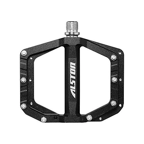 Mountain Bike Pedal : Alston 3 Bearings Mountain Bike Pedals Platform Bicycle Flat Alloy Pedals 9 / 16" Pedals Non-Slip Alloy Flat Pedals 1 Pair (602-Black)