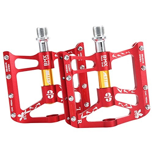 Mountain Bike Pedal : Alston Mountain Bike Pedals Cr-Mo CNC Machined 9 / 16 Cycling Sealed 3 Bearing Pedals-Red Color