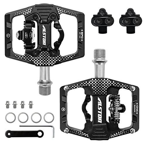 Mountain Bike Pedal : Alston Mountain Bike Pedals Dual Pedals SPD Pedals Compatible with Shimano SPD Cleats Platform 9 / 16 Non-Slip Bicycle Pedals for BMX Spin Exercise Peloton Trekking Mountain Cycling
