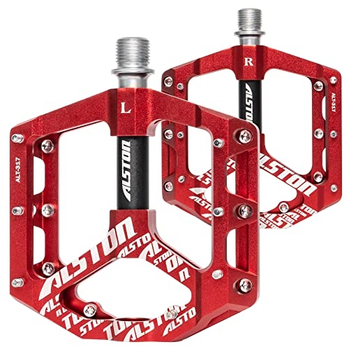 Mountain Bike Pedal : Alston Pedals for Bike, MTB Bike Pedal CNC machined Platform Pedal, 9 / 16" 3 Sealed Bearings Mountain Bike Pedal for Adult and Youth with Replaceable Anti-Skid