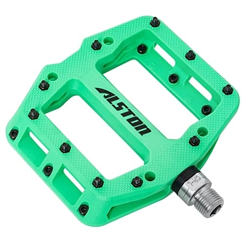 Mountain Bike Pedal : Alston Road Bicycle MTB Aluminum Strong Pedal, Super Powerful CR-MO 9 / 16" Spindle, Three Pcs Ultra Sealed Bearings FACE Off Pedals (Green)
